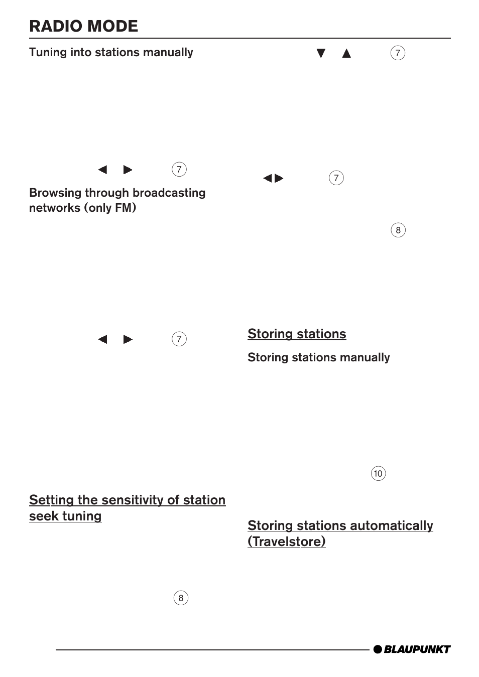 Radio mode | Blaupunkt BRIGHTON MP35 User Manual | Page 10 / 36