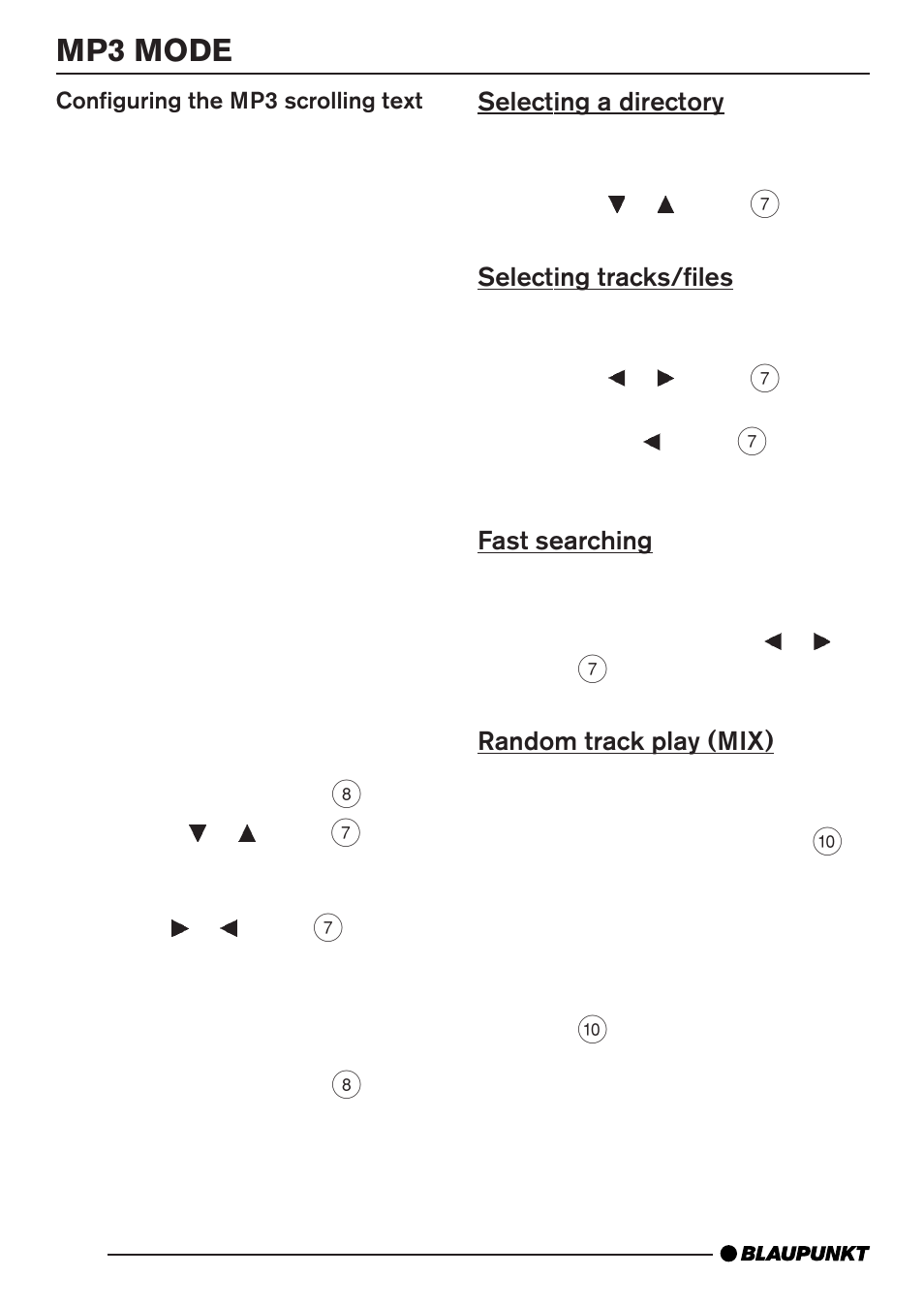 Mp3 mode | Blaupunkt BRIGHTON MP35 User Manual | Page 20 / 36