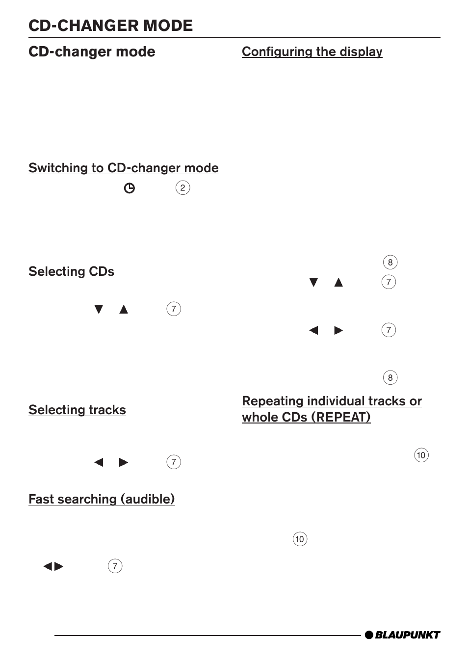 Cd-changer mode | Blaupunkt BRIGHTON MP35 User Manual | Page 22 / 36