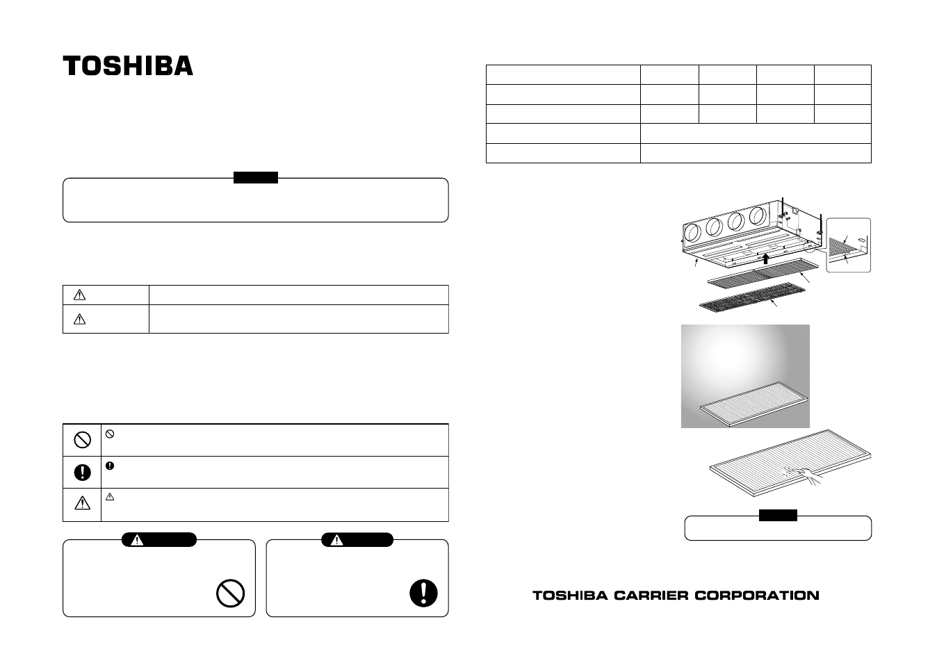 Zeolite-3g deodorant filter, Tcb-fpc11be/tcb-fpc21be/tcb-fpc31be/tcb-fpc41be, Concealed duct type | Toshiba RAV-SM560A User Manual | Page 105 / 109