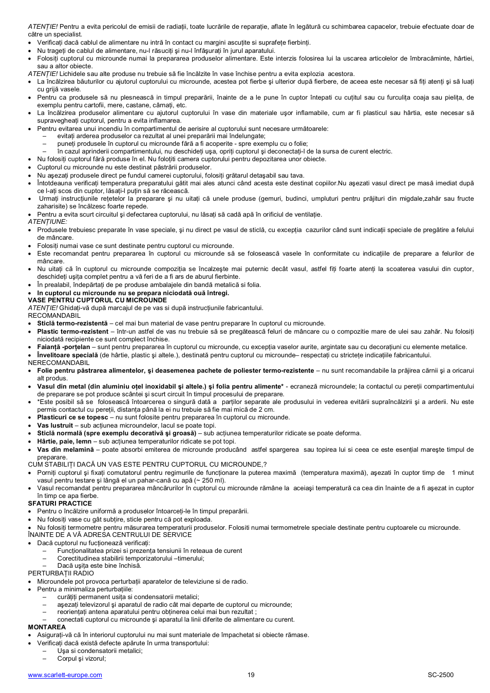 Scarlett SC-2500 User Manual | Page 19 / 48
