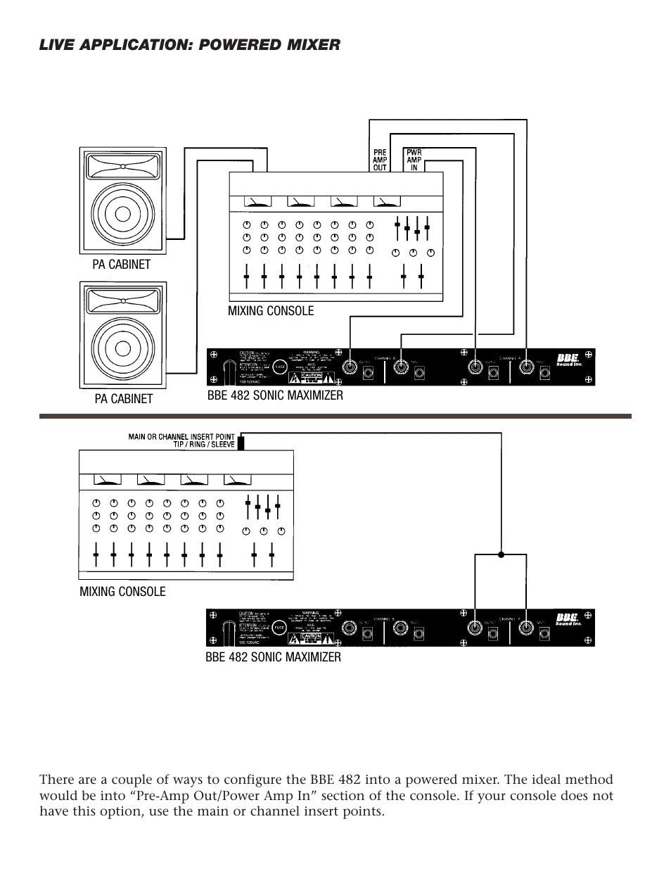 Live application: powered mixer | BBE 482 User Manual | Page 8 / 20