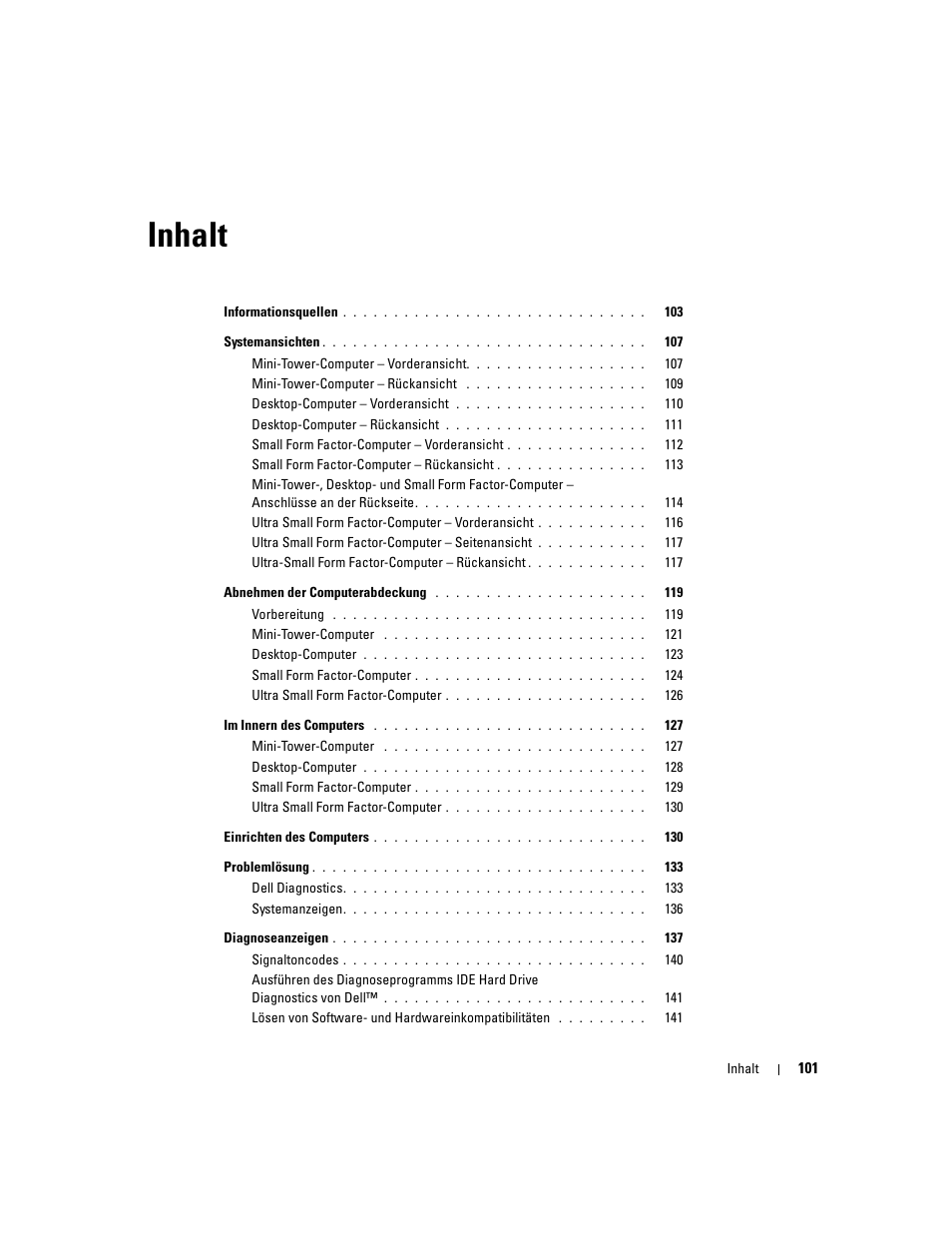 Inhalt | Dell OptiPlex GX620 User Manual | Page 101 / 294