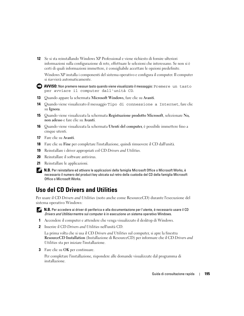 Uso del cd drivers and utilities | Dell OptiPlex GX620 User Manual | Page 195 / 294