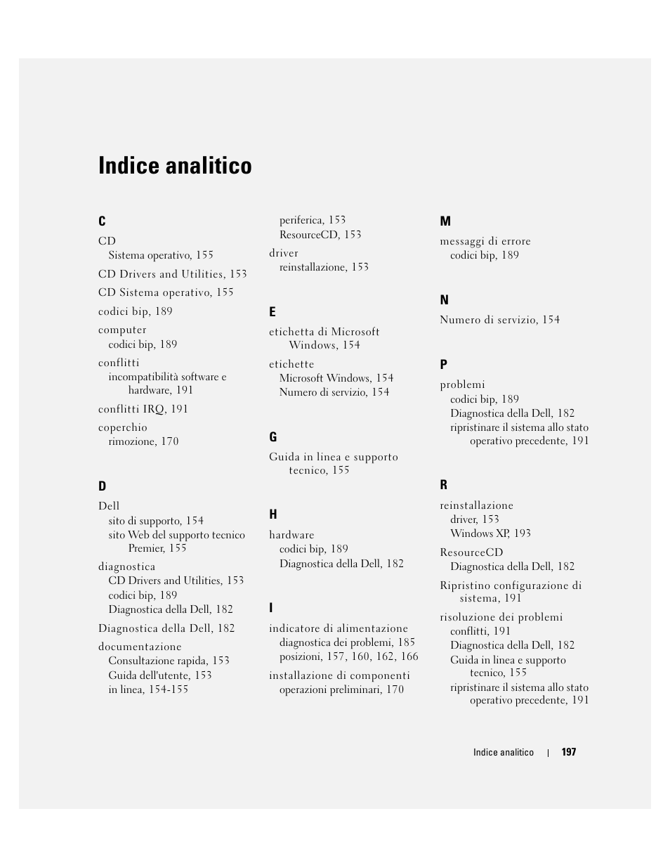 Indice analitico | Dell OptiPlex GX620 User Manual | Page 197 / 294