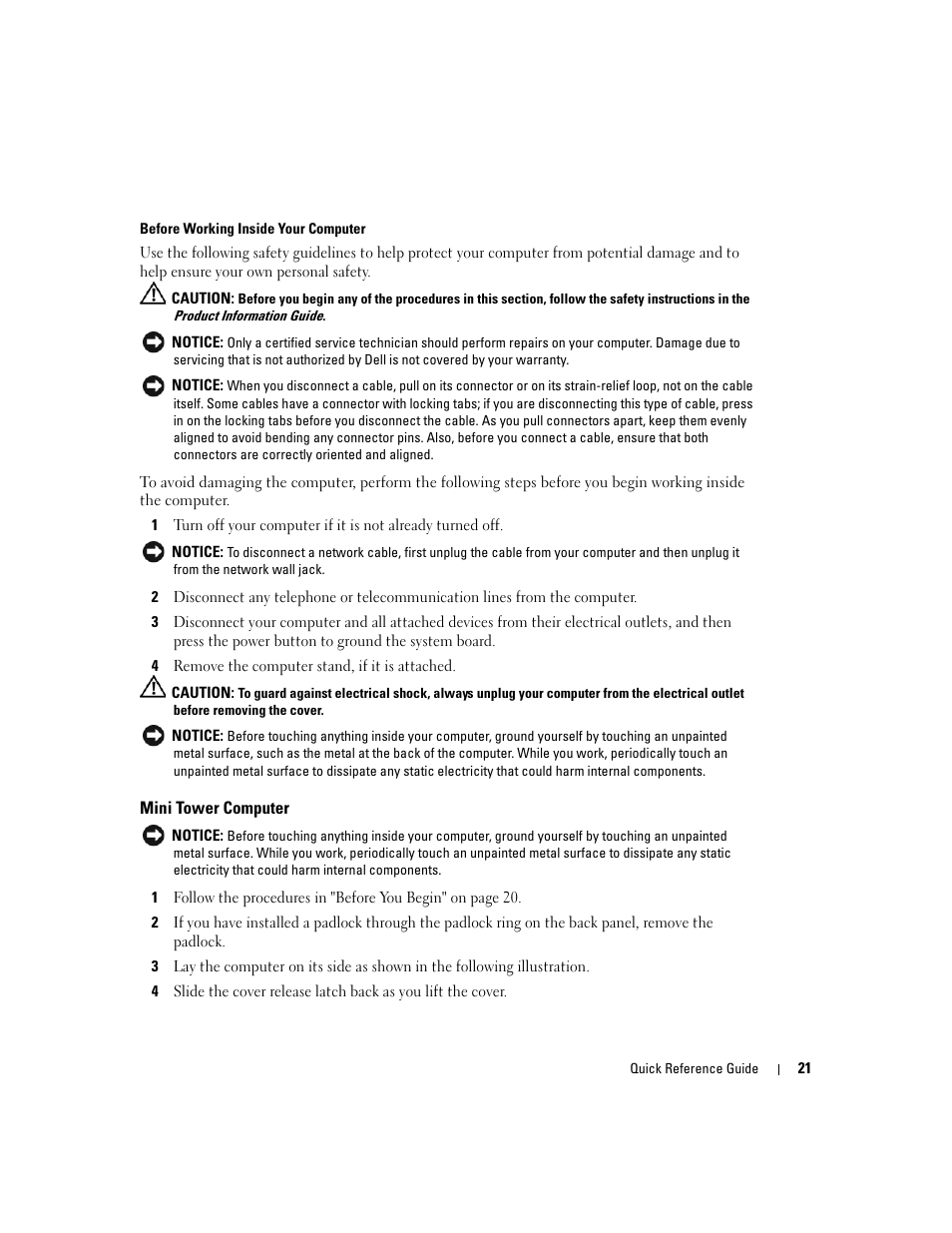 Mini tower computer | Dell OptiPlex GX620 User Manual | Page 21 / 294