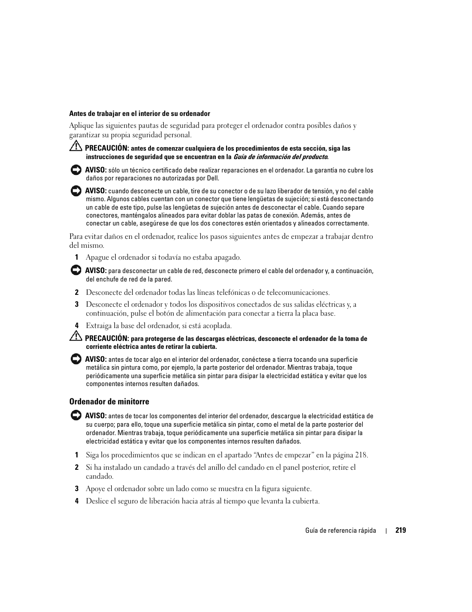 Ordenador de minitorre | Dell OptiPlex GX620 User Manual | Page 219 / 294