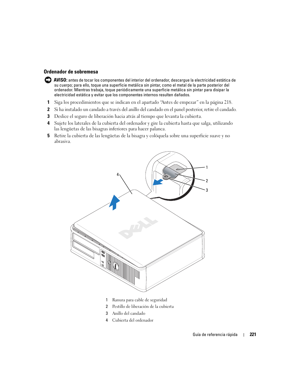 Ordenador de sobremesa | Dell OptiPlex GX620 User Manual | Page 221 / 294