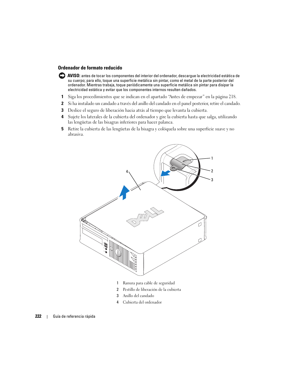 Ordenador de formato reducido | Dell OptiPlex GX620 User Manual | Page 222 / 294