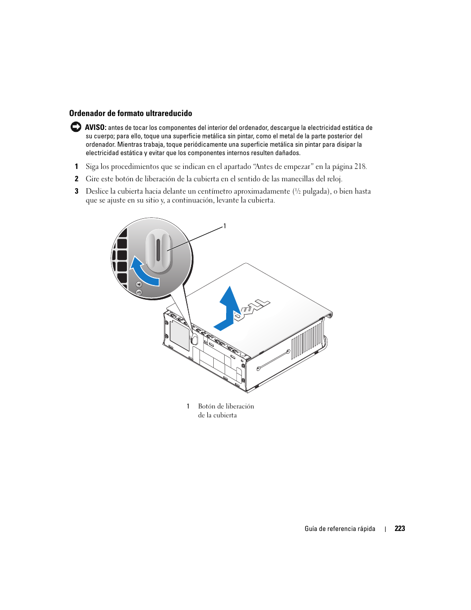 Ordenador de formato ultrareducido | Dell OptiPlex GX620 User Manual | Page 223 / 294