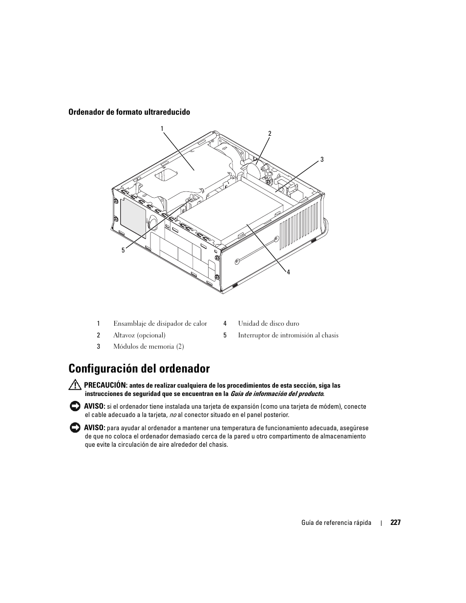 Ordenador de formato ultrareducido, Configuración del ordenador | Dell OptiPlex GX620 User Manual | Page 227 / 294