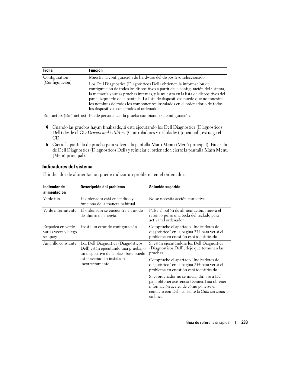 Indicadores del sistema | Dell OptiPlex GX620 User Manual | Page 233 / 294