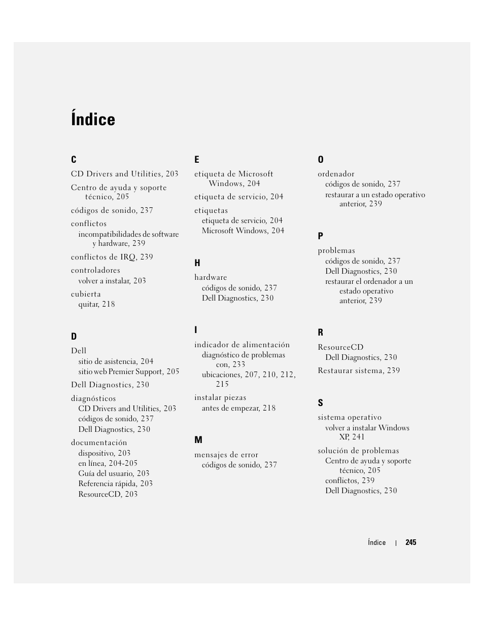 Índice | Dell OptiPlex GX620 User Manual | Page 245 / 294