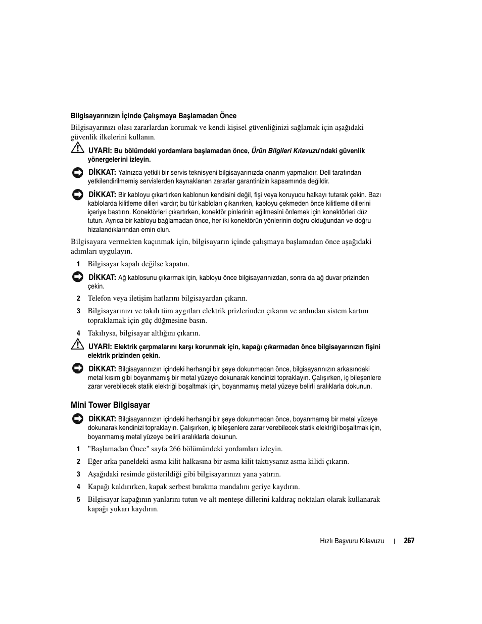 Mini tower bilgisayar | Dell OptiPlex GX620 User Manual | Page 267 / 294