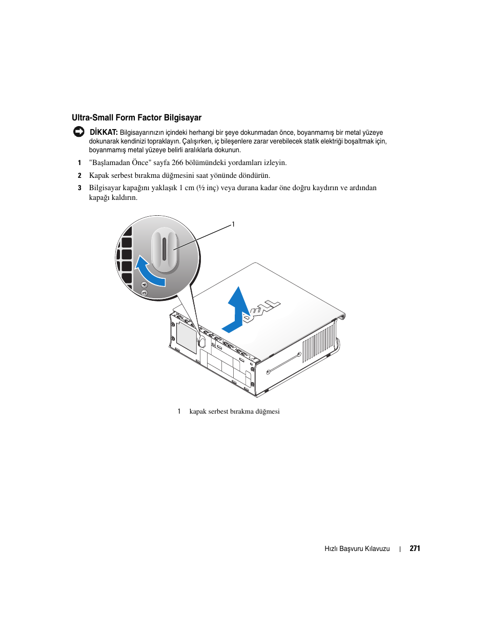 Ultra-small form factor bilgisayar | Dell OptiPlex GX620 User Manual | Page 271 / 294