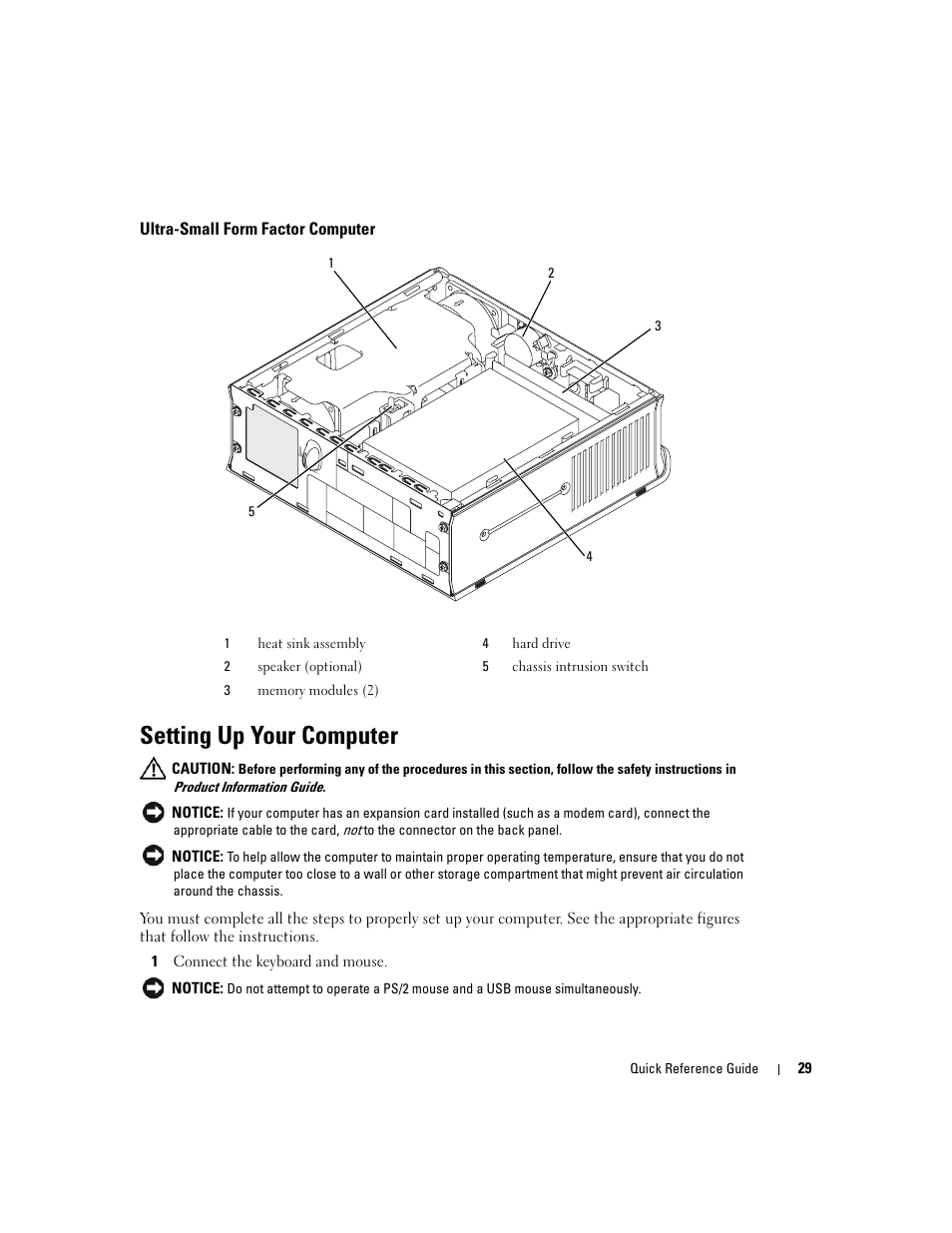 Ultra-small form factor computer, Setting up your computer | Dell OptiPlex GX620 User Manual | Page 29 / 294