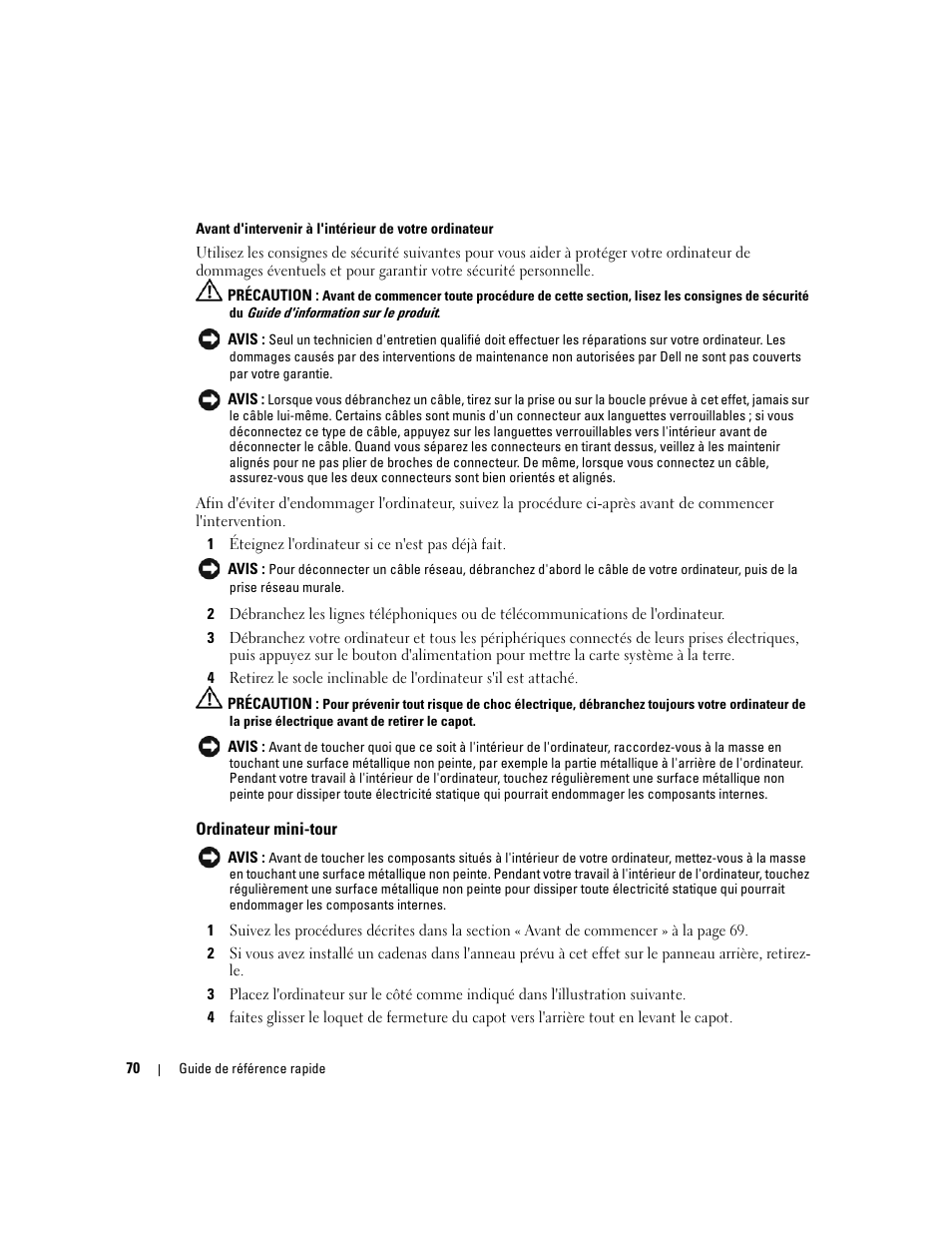 Ordinateur mini-tour | Dell OptiPlex GX620 User Manual | Page 70 / 294