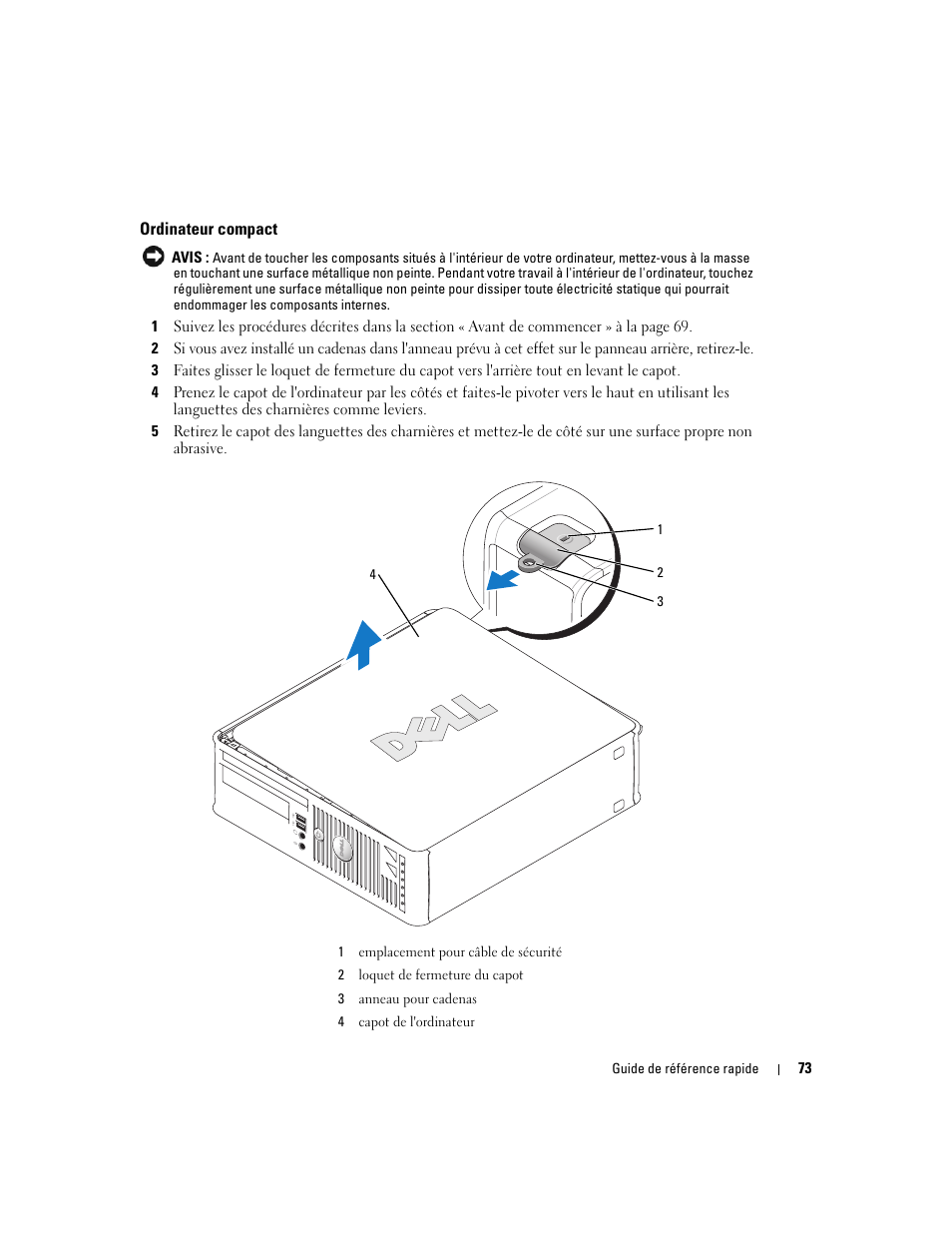 Ordinateur compact | Dell OptiPlex GX620 User Manual | Page 73 / 294