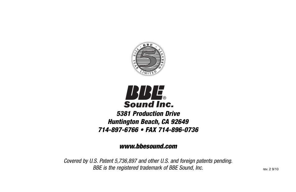 BBE DI-1000 User Manual | Page 12 / 12