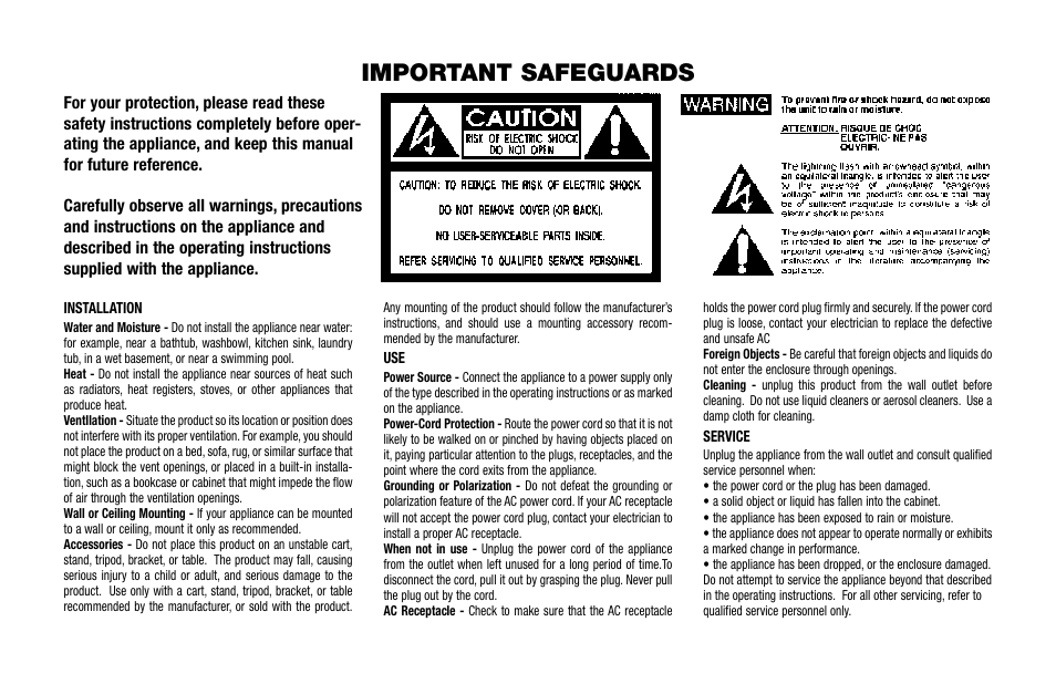 Important safeguards | BBE DI-1000 User Manual | Page 2 / 12