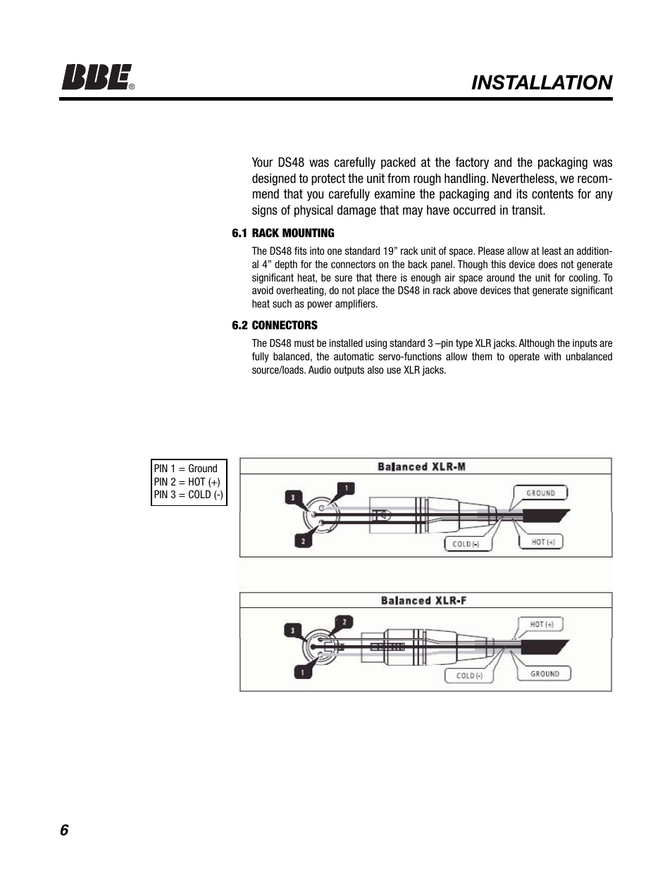 Installation | BBE DS48 User Manual | Page 12 / 39