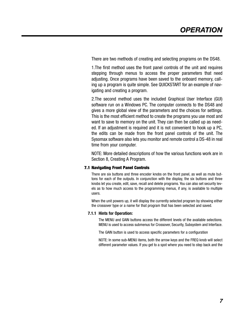 Operation | BBE DS48 User Manual | Page 13 / 39