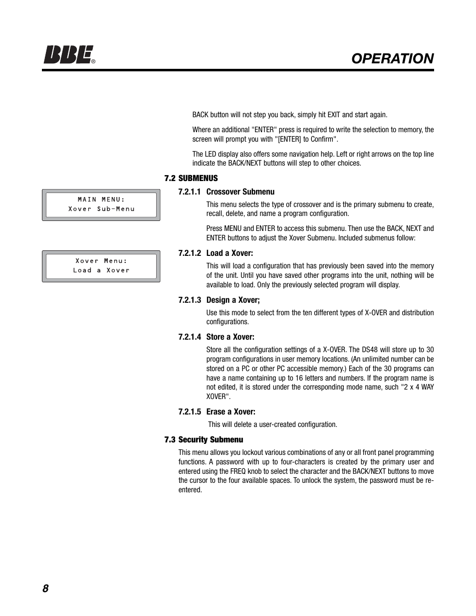 Operation | BBE DS48 User Manual | Page 14 / 39