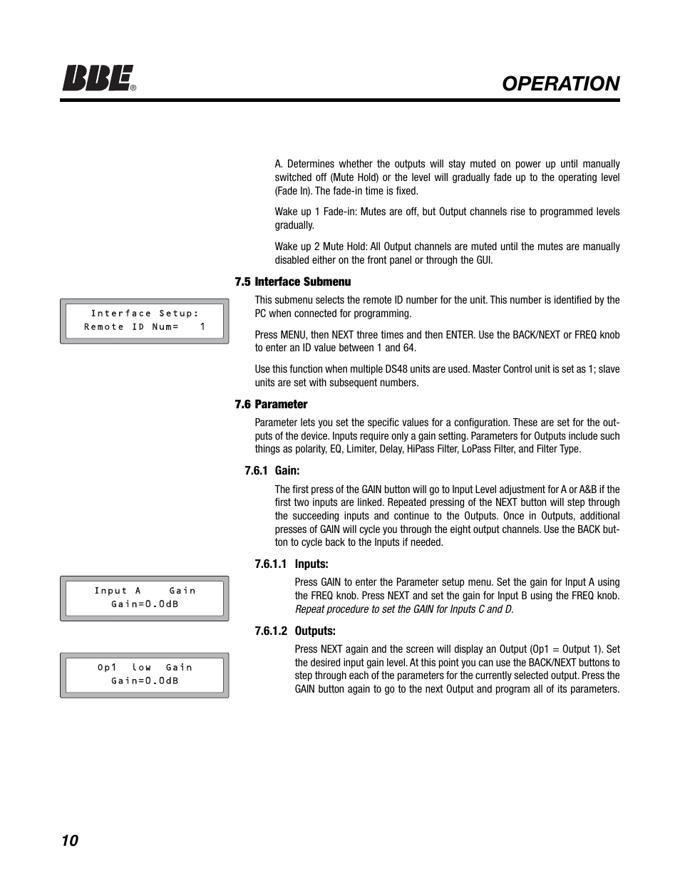 Operation | BBE DS48 User Manual | Page 16 / 39