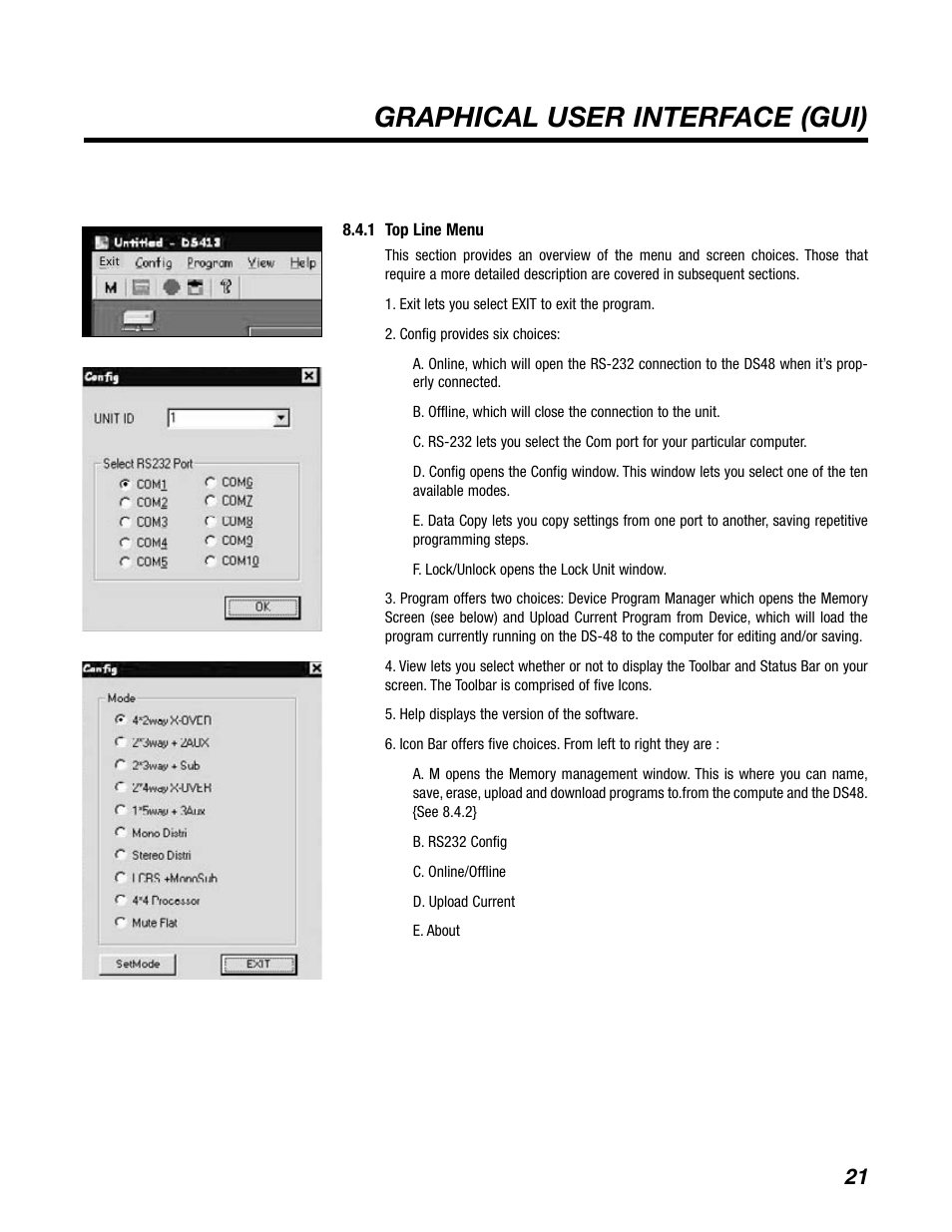 Graphical user interface (gui) | BBE DS48 User Manual | Page 27 / 39