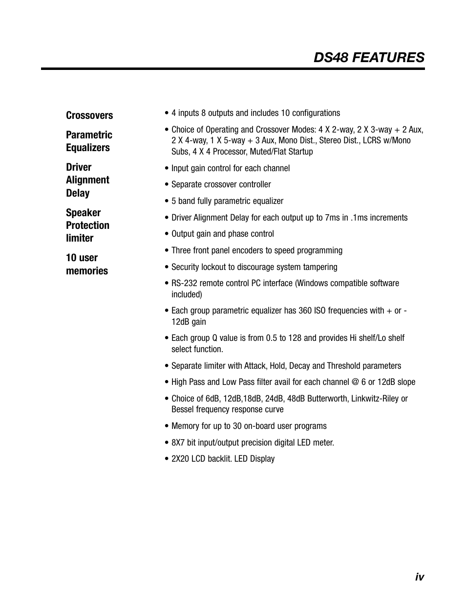 Ds48 features | BBE DS48 User Manual | Page 5 / 39