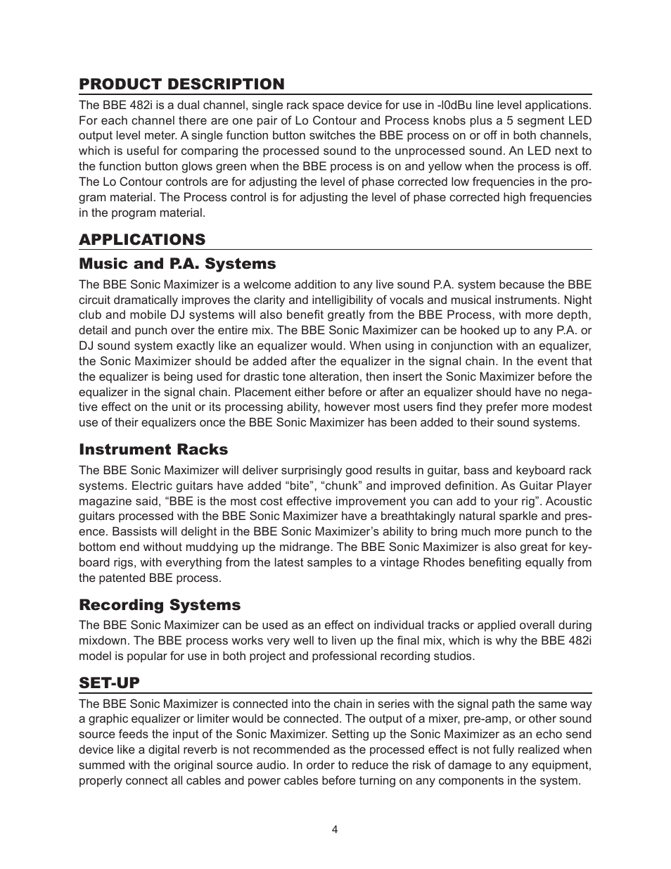 BBE 482i User Manual | Page 4 / 16