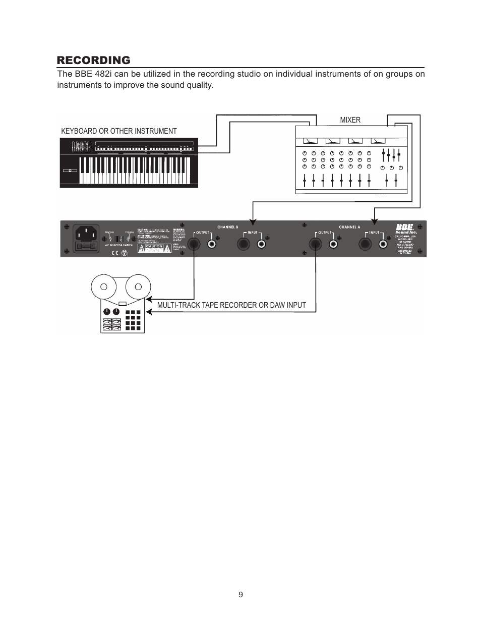 Recording | BBE 482i User Manual | Page 9 / 16