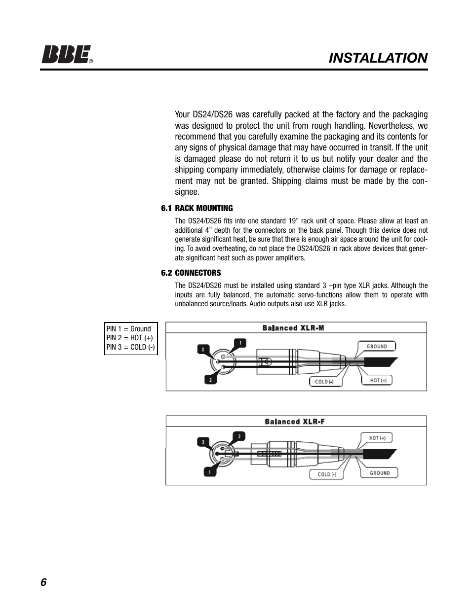 Installation | BBE DS26 User Manual | Page 12 / 34