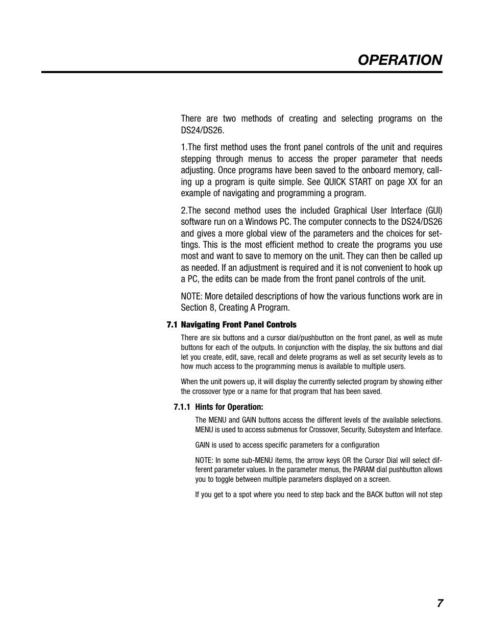 Operation | BBE DS26 User Manual | Page 13 / 34