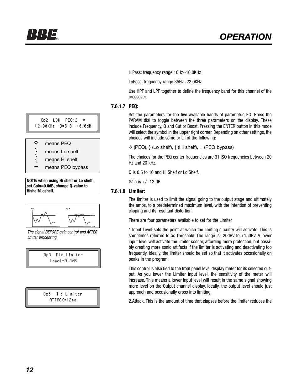 Operation | BBE DS26 User Manual | Page 18 / 34