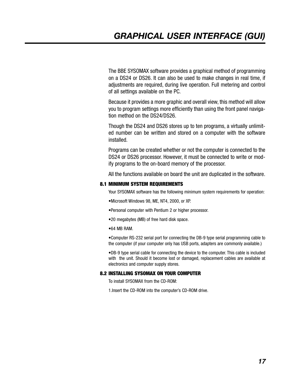 Graphical user interface (gui) | BBE DS26 User Manual | Page 23 / 34