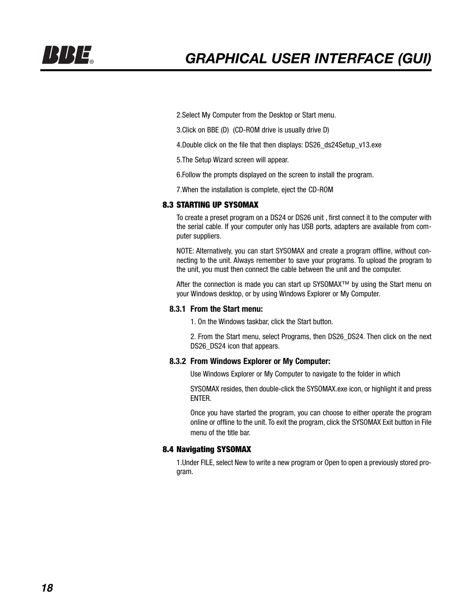 Graphical user interface (gui) | BBE DS26 User Manual | Page 24 / 34
