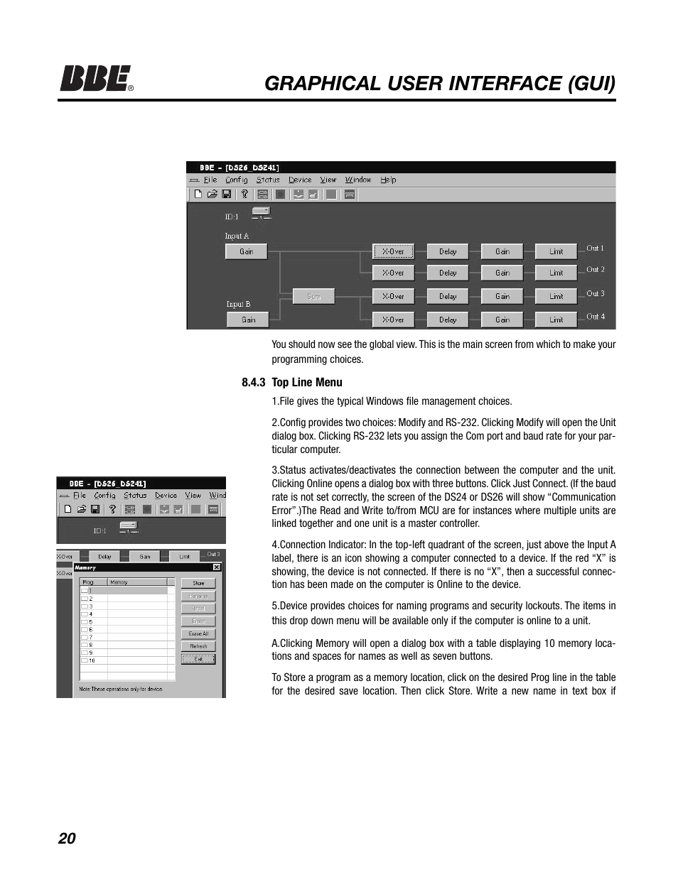 Graphical user interface (gui) | BBE DS26 User Manual | Page 26 / 34
