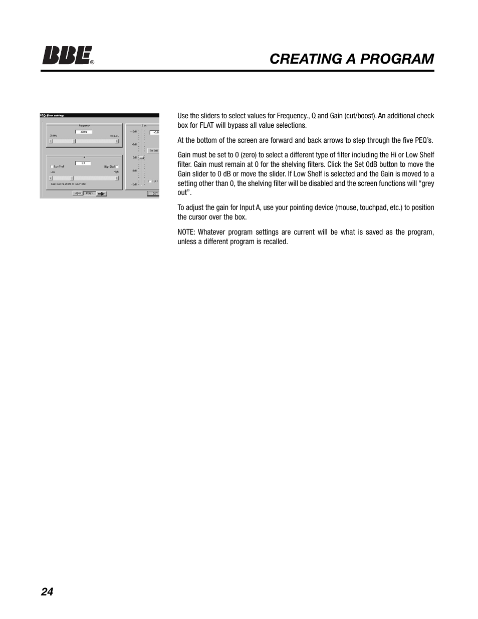 Creating a program | BBE DS26 User Manual | Page 30 / 34