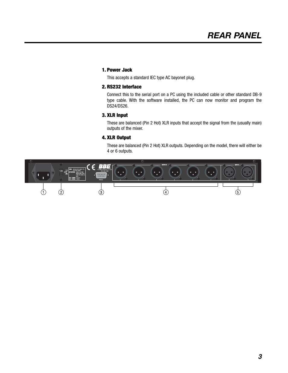 Rear panel | BBE DS26 User Manual | Page 9 / 34