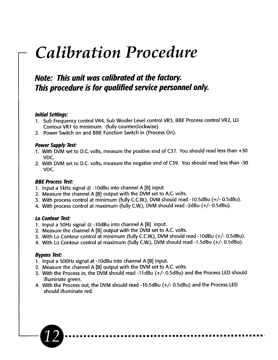 Calibration procedure | BBE 362SW User Manual | Page 14 / 20