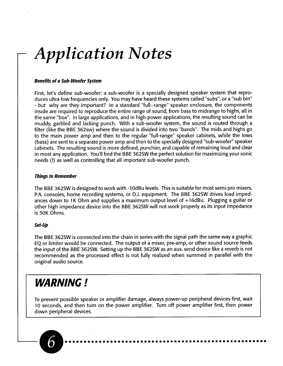 Warning | BBE 362SW User Manual | Page 8 / 20