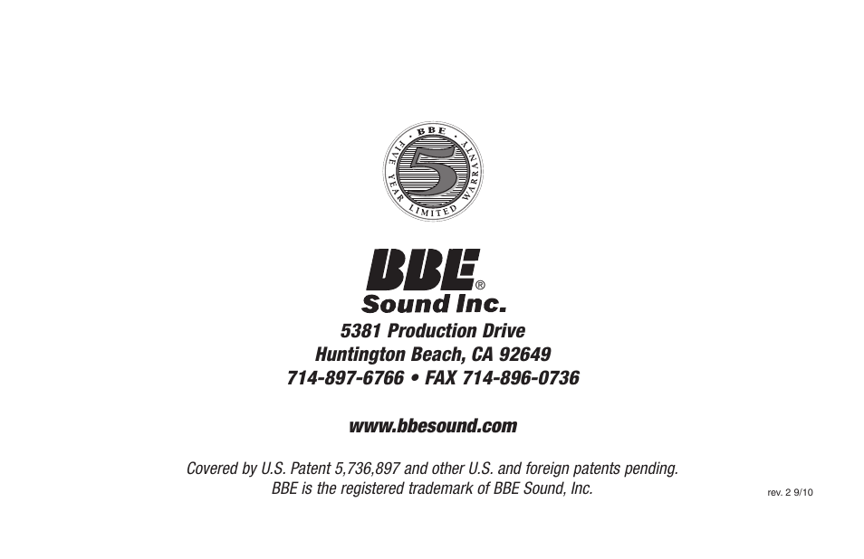 BBE DI-400 User Manual | Page 12 / 12
