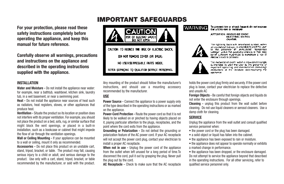 Important safeguards | BBE DI-400 User Manual | Page 2 / 12