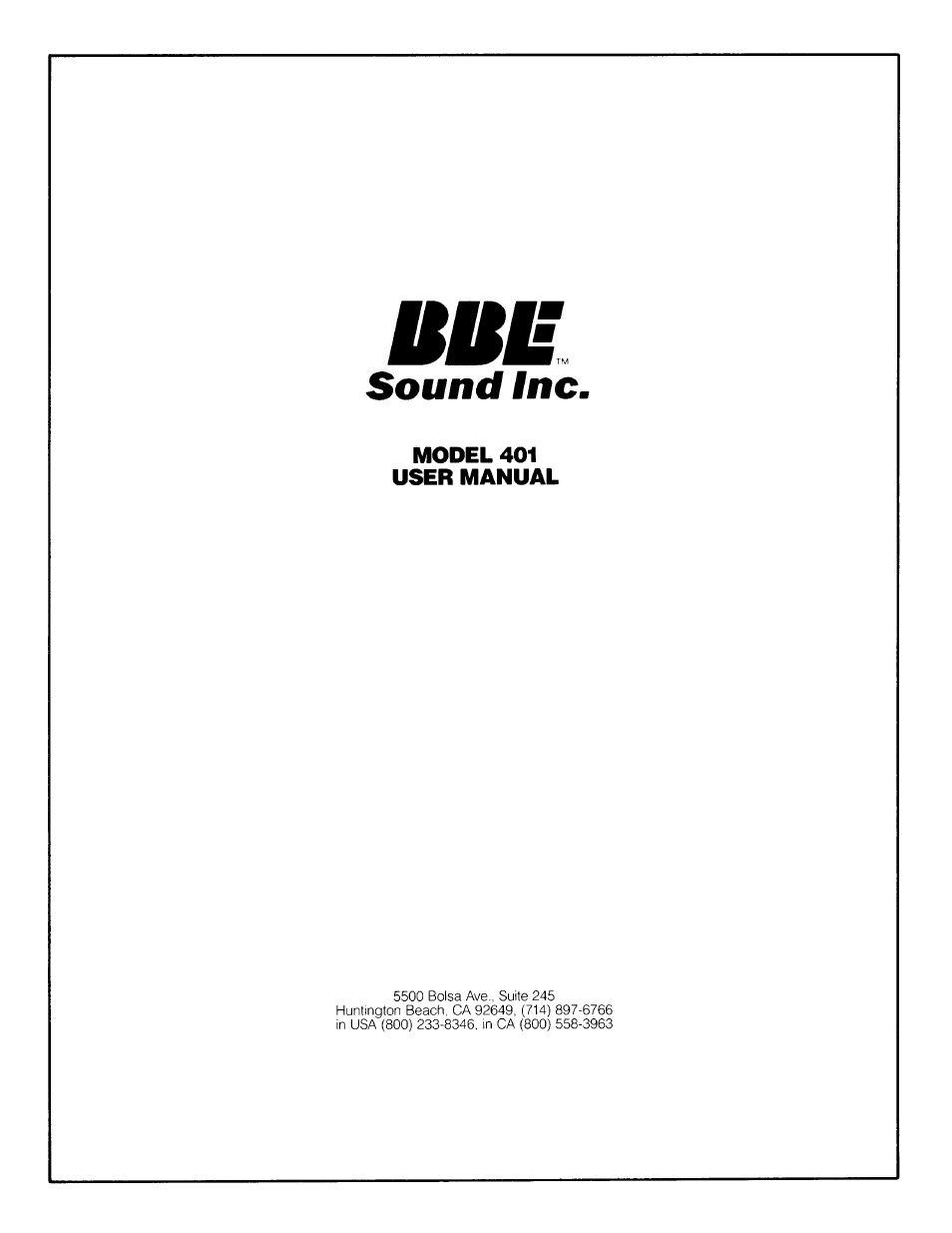 BBE Maxie 401 User Manual | 14 pages