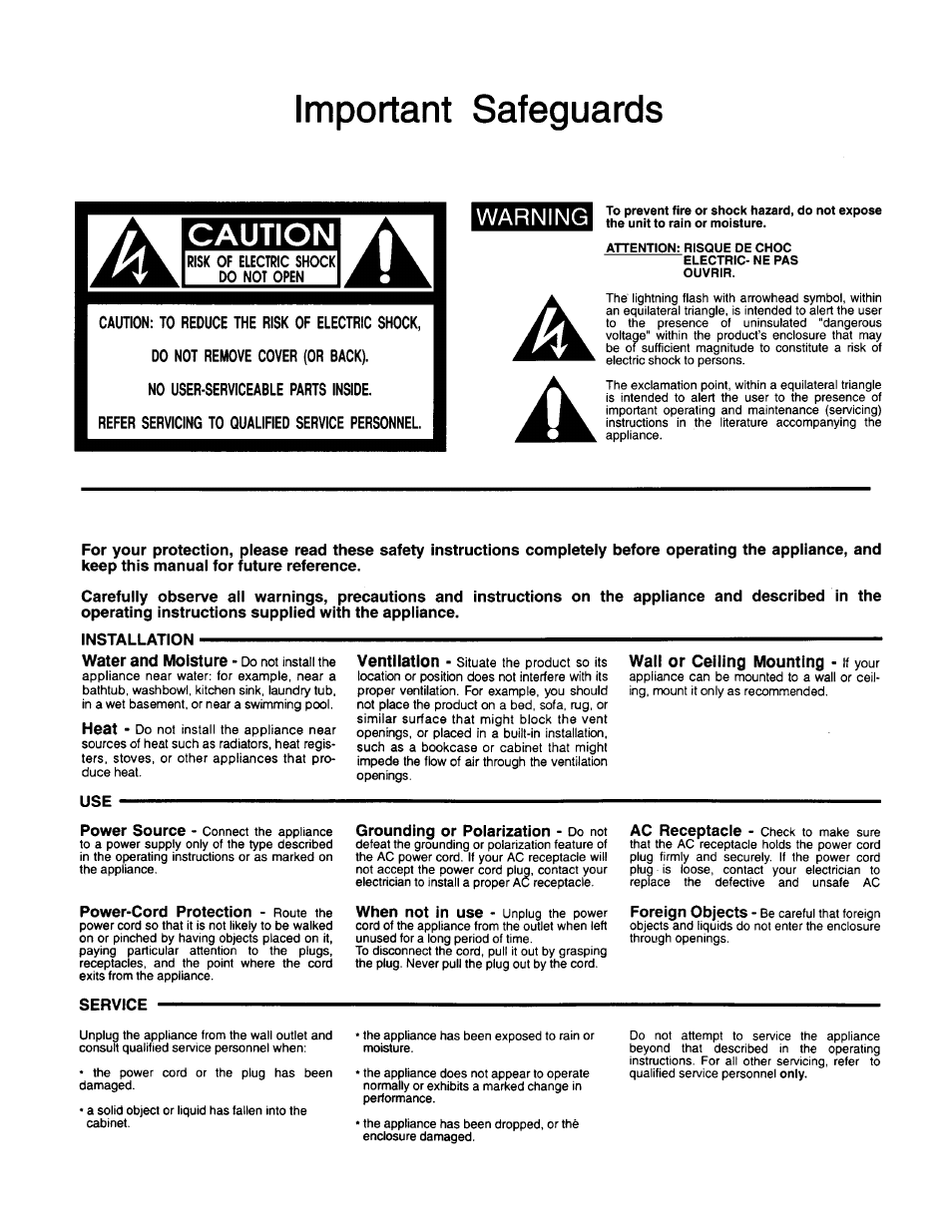 Important safeguards, Caution, Warning | BBE Maxie 401 User Manual | Page 2 / 14