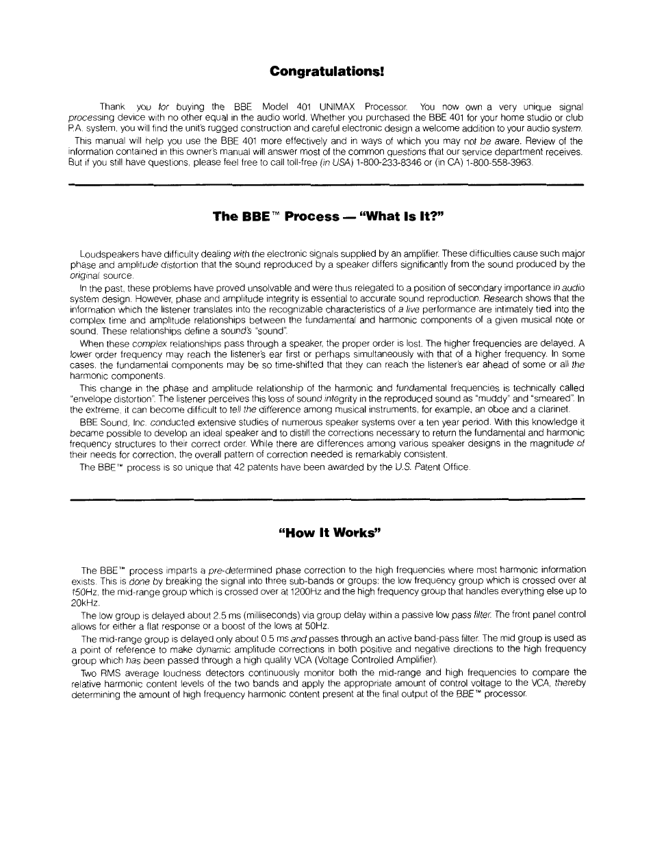 Congratulations, The bbe^^ process — “what is it, How it works | BBE Maxie 401 User Manual | Page 3 / 14