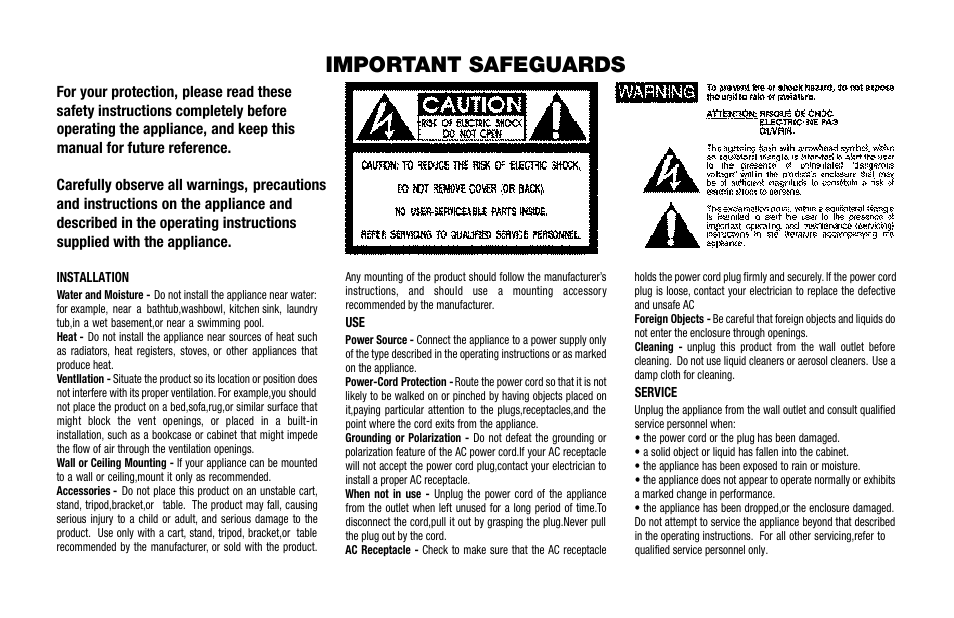 Important safeguards | BBE DI-100X User Manual | Page 2 / 12