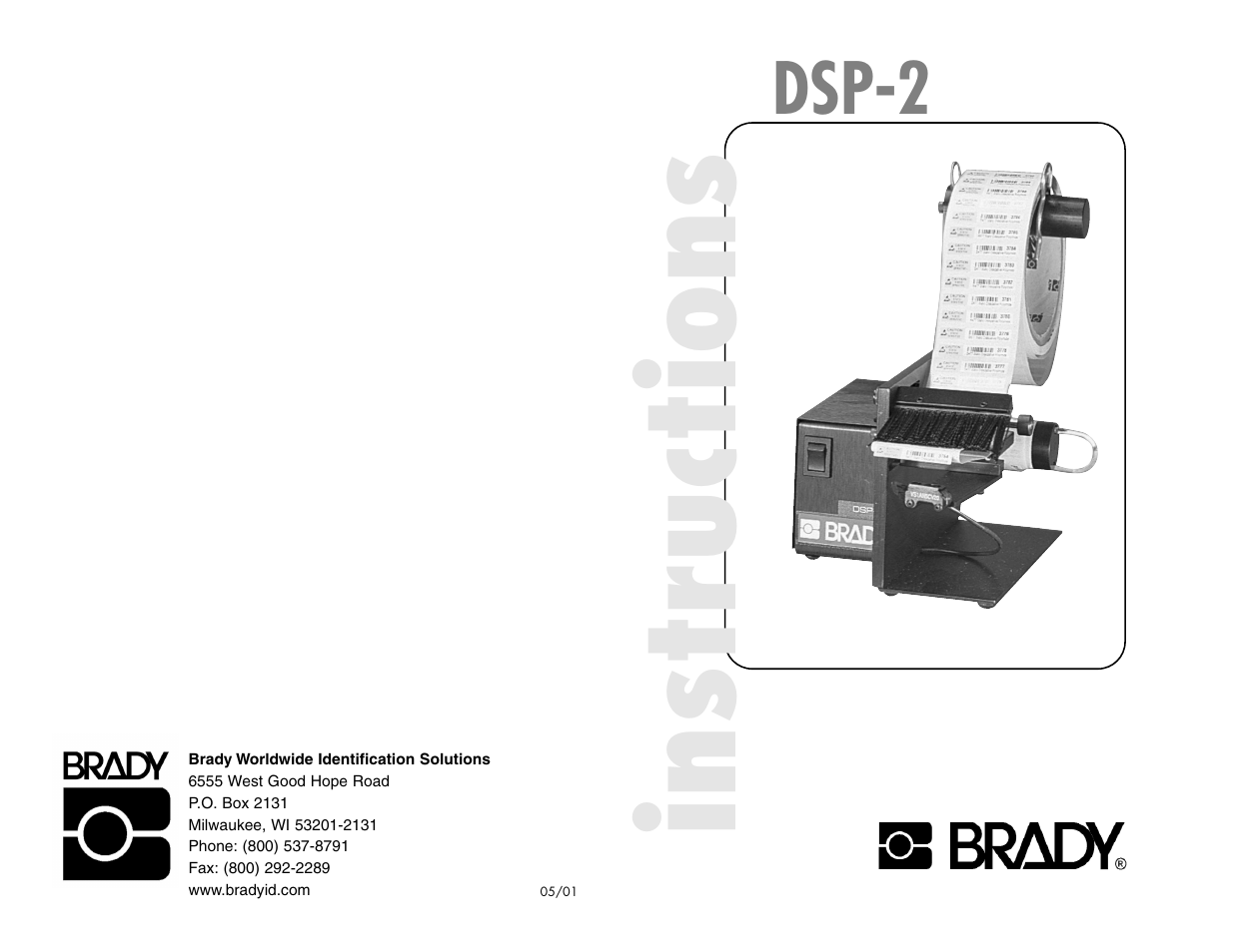 Brady DSP-2 User Manual | 4 pages