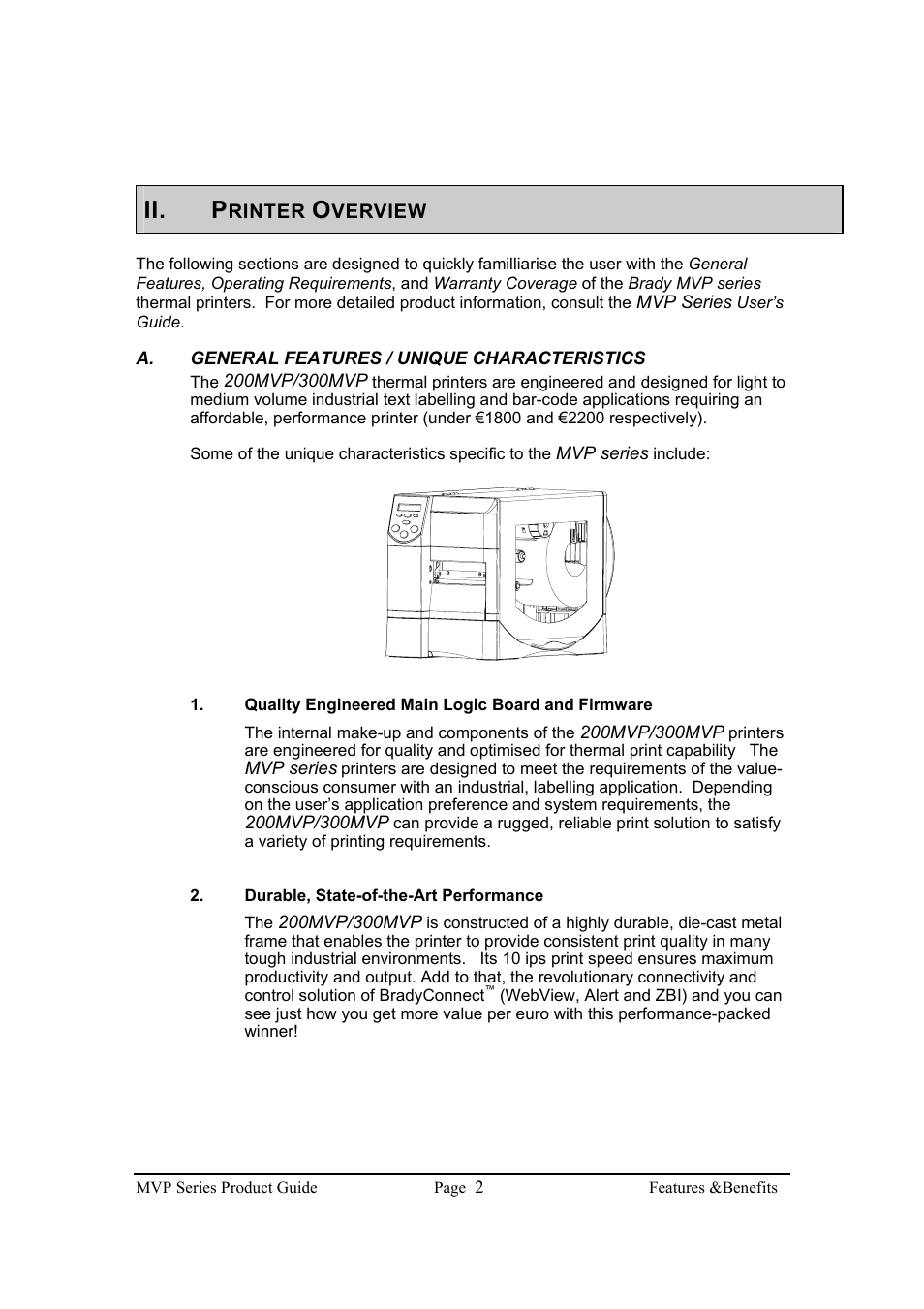 Ii. p | Brady 200MVP User Manual | Page 4 / 31